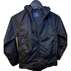 The Childrens Place Boys Sports Windbreaker Hooded Jacket Black Size Medium 7/8